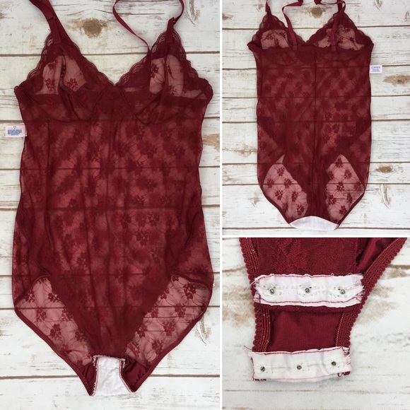 Vintage Lorraine Teddy Sheer Red Lingerie Sexy Babydoll Chemise Nightie Lace Vtg - Picture 4 of 5